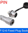 Rectangular Connector Kit With 2 3 4 5 6 7 9 Pin Metal Male And Female Plugs For Equipment Power Panel Mount Heavy Duty Industrial Grade Build Durable Metal Housing Easy Cable Mate And Secure Fit, 6-pin SF12-6 metal plug socket