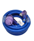 Heavy Duty Welder Extension Cord 6-50P To 6-50R NEMA 6-50 40 Amp 250 Volt 15 Ft STW 8 AWG 3C wrapped coil with right angle plug.