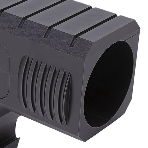 Top Shelf Table Saw Dust Collection Adapter With Dead Simple Snap On Hook Mount and Rock Solid Seal For Dwe7485 Saw close-up of black resin material and snap mount design.