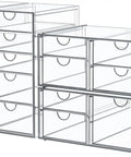 Four Pack 16 Drawer Clear Desk Organizer Set For Makeup Jewelry Office Supplies And Stationery Dustproof Storage Drawers Space Saving Easy Access Stackable Clear Cosmetic And Craft Organizer Neat Freak Friendly