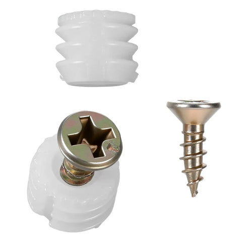 Solid Household Gear Including Twenty Five Plastic Dowel Inserts And Hinge Mounting Screws With Pre Inserted Nuts For Fixing Wobbly Cabinet Doors And Casual DIY Furniture Repairs No Sweat