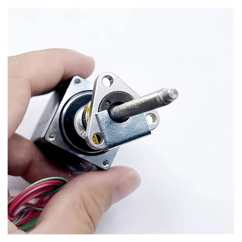 Close-up of 63mm stroke linear actuator with NEMA 11 mount and 28mm precision screw, suited for DIY automation and robotics projects.