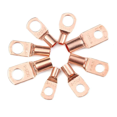 Ultimate 50Pc Kit Of Tinned Copper Lugs Ring Battery Terminals With SC6-6 And SC10-6 Bolt Holes For Heavy Duty Cable Crimping Job, copper ring lugs
