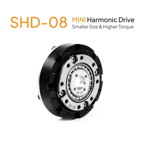SHD-08 mini harmonic drive with compact size and high torque, ideal for robotic applications