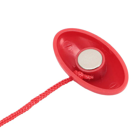 Universal Treadmill Safety Key With Emergency Magnetic Lock Replacement in red ABS plastic and magnet close-up