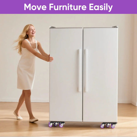 Woman moving refrigerator using heavy duty furniture movers with wheels carbon steel dolly for heavy furniture move cabinets Appliances