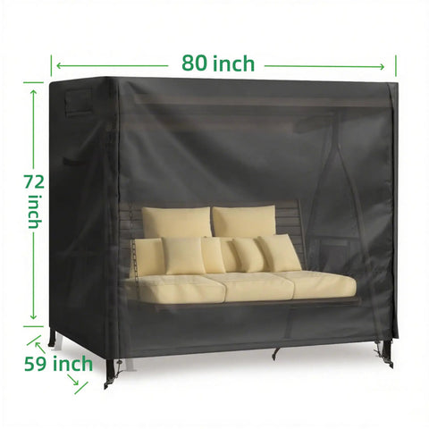 3 Seater Outdoor Swing Cover Beefed Up All Weather Protection Waterproof Patio Hammock Garden Porch Swing Canopy UV Resistant Glider Chair Cover 80 X 59 X 72 Inch covering a beige swing