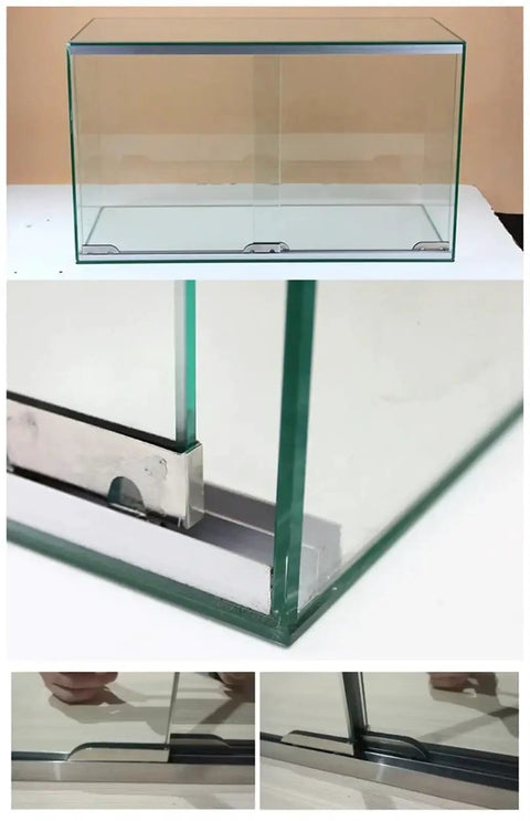 Full Extension Drawer Slides Kit, Stainless Steel Rails For Cabinets with glass door installation shown in detail
