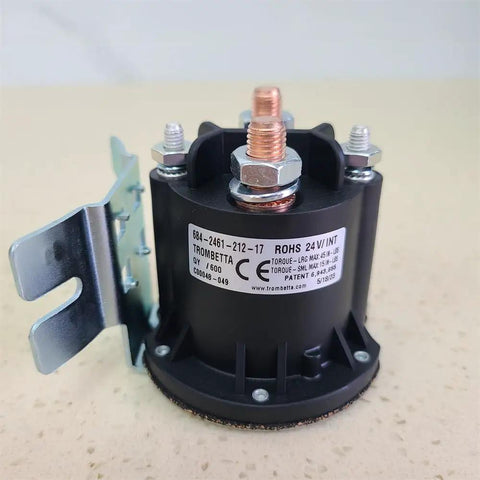 Heavy Duty Hydraulic Pump Motor Contactor Switch 24V 150A showing top view with metal connectors and labeled details.