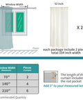 White Linen Semi Sheer Curtain Panels Cozy Two Pack 84 Inch Length Rod Pocket Light Filtering Drapes For Living Room Bedroom Dining Long Window Treatments 52 X 84 Inches, diagram showing curtain width and recommended quantities for window sizes