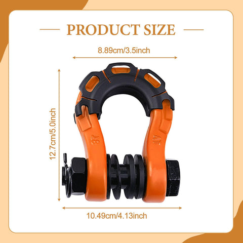 Beefy 2 Pack D Ring Shackle Set For Off Road Vehicles Heavy Duty Tow Shackles For Trucks And SUVs in orange, size details