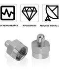10 Pack 75 Ohm Coax Terminators And Cap Covers For Coaxial Cables Premium Nickel Plated Brass Terminator Caps shown with icons