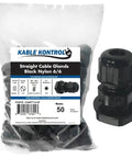 One Quarter Inch Straight Nylon Cable Glands 18 NPT Pack Of 50 Waterproof Strain Relief Cord Grips Industrial Use Tough As Nails Flame Retardant IP68 RoHS Compliant Durable Nylon 6 6 Wire Protectors black nylon gland pack