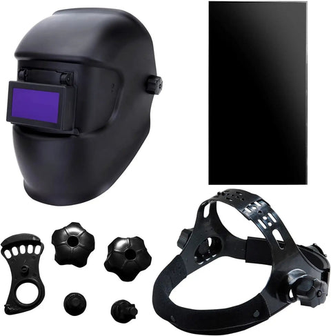 Top Shelf Flippable Welding Mask Kick Ass Detachable Shade Filter Kit With Five Extra Dark Glass Lenses tight light blocking seal components