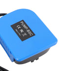 Compact Submersible Sump Pump With Sediment Filter, 500 GPH Flow Rate, device in blue housing with power cord.