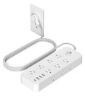 4Ft Power Strip With 14 Ac Outlets And Dual Fast Charge Usb Ports, Flat Plug Extension Cord With Reinforced Braided Cable, Works Like A Charm, Zero Hassle Layout For Modern Households, mounted flat plug and braided cable design.