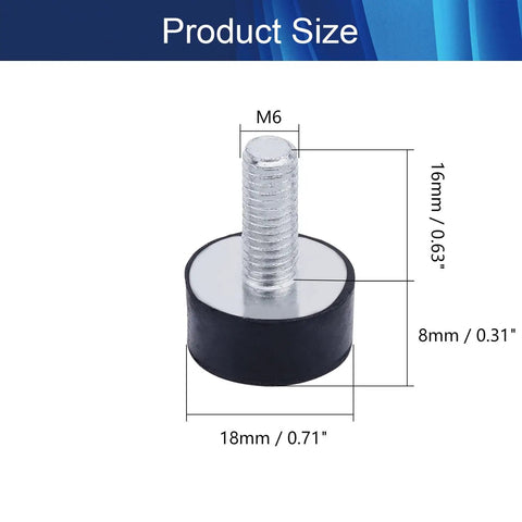 2 Pack M6 Rubber Vibration Isolator Mounts 18x8mm With Studs Built To Take The Buzz Off Your Gear For Mini Split Heat Pumps Diesel Engines Harvesters Generators And Other Machinery, 18mm x 8mm