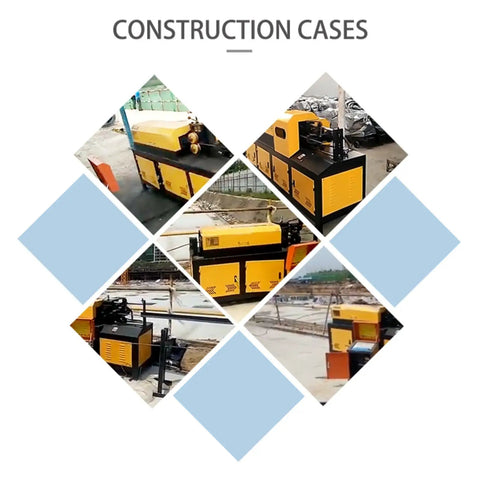 Heavy Duty Automatic Rebar Straightening And Cutting Machine Hydraulic Steel Bar Processor 4-14Mm in action at construction site.