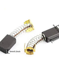 Premium Carbon Motor Brushes For Electric Tools And Power Drills 16Mm X 11Mm X 5Mm Universal Replacement Kit 20 Piece Set showing carbon brushes with gold connector and metallic spring.