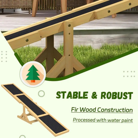 71 Inch Dog Agility Seesaw Outdoor Training And Exercise Wooden Platform Pro Grade Obstacle Course with durable fir wood base