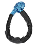One Half Inch Synthetic Rope Soft Shackles Tough As Nails Badass Recovery Rigging 38000 Pound Break Strength Two Piece Bundle For Off Road Jeep Truck Towing Adventures blue synthetic rope soft shackle with black protective sleeve
