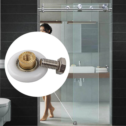 Shower Door Roller Set 25mm Twin Wheel Runners For 4 To 6mm Thick Doors Top And Bottom Replacement Parts White 4 Pack in bathroom