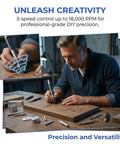 Cordless Rechargeable Engraving Pen With LED Light 18000 RPM High Precision Electric Engraver in use on wood with DIY setup