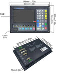 Dual Axis CNC Motion Controller System With 7 Inch HD LCD Display For Plasma Cutting Machines Pro Grade Precision Control Unit With Stable Linkage Technology Multilingual Menus Easy Keyboard Layout Boss Level Performance. front and back view with dimensions