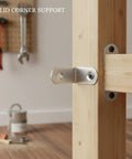 Beefy Heavy Duty 90 Degree L Bracket Stainless Steel Corner Brace supporting wooden furniture joint