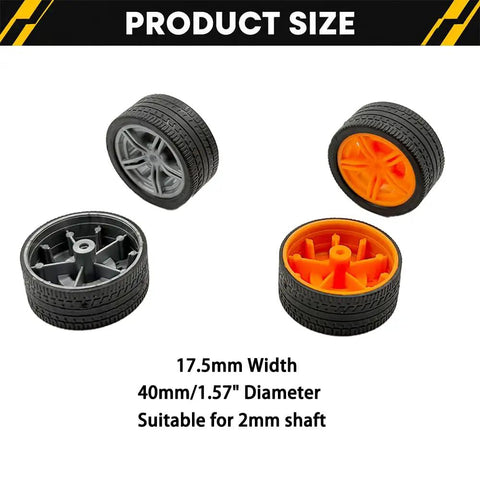 Dope 10 Pack Toy Car Wheels With 5 Round Shaft Axles For RC Cars And Robots DIY Model Building Parts Rubber Tires 2mm Shafts 40mm
