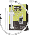 LOZAGU fluid pump for standard quart bottles; white pump head, clear flexible fill hose, 28mm bottle adapter, 1 pack.