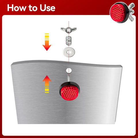Installation guide for All Purpose License Plate Bolt Kit For Motorcycles And More, 8 Pcs M5 Screws With Red Reflectors.