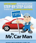 Complete Step By Step Diy Car Repair And Vehicle Maintenance Book Save Big Bucks Wrench Your Own Ride with cartoon character holding tips sign.