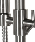 HomeStock Modern Brushed Nickel Shower System with Adjustable Slide Bar, close-up of the control valve and slide bar.