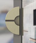 Heavy Duty Round Glass Door Handle Double Sided Push Pull For Office And Meeting Room 31.5 Inch Bronze Finish Semi Circular Design