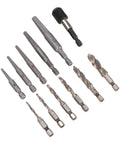 Awesome 11 Piece Screw Extractor Set For Easy Removal Of Broken Bolts And Damaged Threads Perfect For Drilling And Repairing Aluminum And Hard Plastic Mechanical Jobs With Handy Storage Box, alloy steel bits and adapter