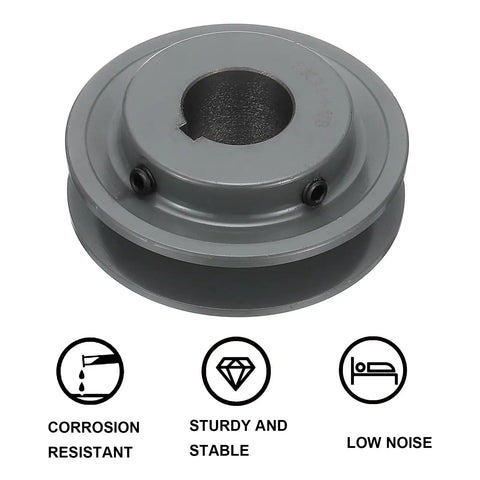 V Belt Sheave One And One Eighth Inch Bore Cast Iron Three Point Five Five Inch Outer Diameter Single Groove Web Sheave Bored To Size For 3L Or B Belts Durable Drive Pulley Industrial Grade, top view
