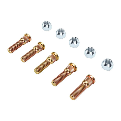Premium Wheel Studs And Lug Nuts Kit With 1/2In-20 Fine Thread Design Featuring Strong 5 Bolts And 5 Nuts For Secure Installation On Most Cars Boosting Clamping Power By Half Plus Superior Metal Build Quality