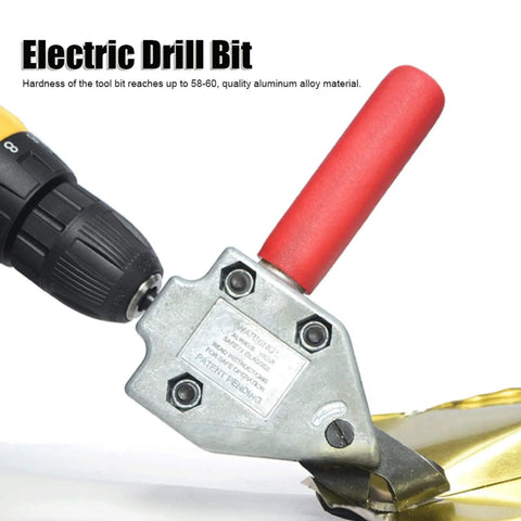 Heavy Duty Metal Sheet Cutter Head For Electric Drill Cuts Iron Steel Aluminum Stainless 1.2mm Thick attached to drill.