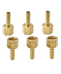 Image of Six Pack Brass One Quarter Inch NPT Female To One Quarter Inch Barb Air Hose Fittings Set For Compressor Fuel Oil And Gas Built Tough Brass Barbed Adapters For Quick Connects And Leak Free Performance.