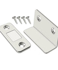 Ultra Thin Magnetic Door Catch With Adhesive Latch, No Drill Cabinet Lock components, screws included, side view