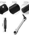 Image of HVAC Service Wrench Kit With Hex Bit Adapter For Air Conditioning And Refrigeration Repair, highlighting hex bit sizes and ratchet.