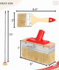 6 Inch Deck Stain Brush With 77 Inch Extendable Handle And 3 Inch Paint Brush Set showing dimensions and synthetic bristles
