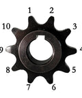 Front view of 10 Tooth Sprocket And Spacer Kit With Five Eighth Inch Bore For Twenty To Thirty CVT Mini Bike Go Kart Chain Sizes 40 41 420.