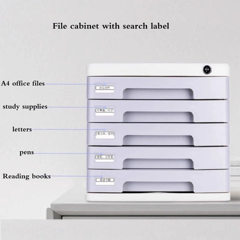 Five Drawer Lockable File Cabinet For Office And Home Use With A4 Document Storage, labeled drawers for organization