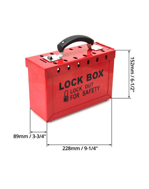 Red Portable Group Lock Box With 12 Padlock Capacity For Lockout Tagout Safety, Easy Share For Teams, Heavy Duty Steel Build With Ergonomic Handle, Durable Construction, 2 Pack