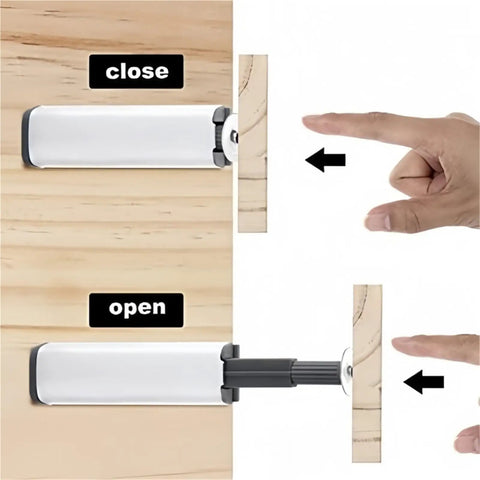 10 Pack Magnetic Push Latches For Cabinets And Drawers showing push to open latch mechanism with strong hold feature