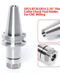 Five Piece BT30 ER16 Collet Chuck Tool Holder Set for CNC Mills and Drills, 2.76 Inch 70mm Shank, ER16 Precision Chucks.