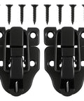 Two Pack Small Toggle Latches For Wooden Boxes And Guitar Cases, Chest Latch Replacement Hardware, black iron latch set with screws