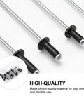 DIY Friendly Blind Rivets And Standard Head Size Assortment Kit 120 Pcs Aluminum Black M2.4 M3.2 M4 With Burr Free Pull Rod close-up